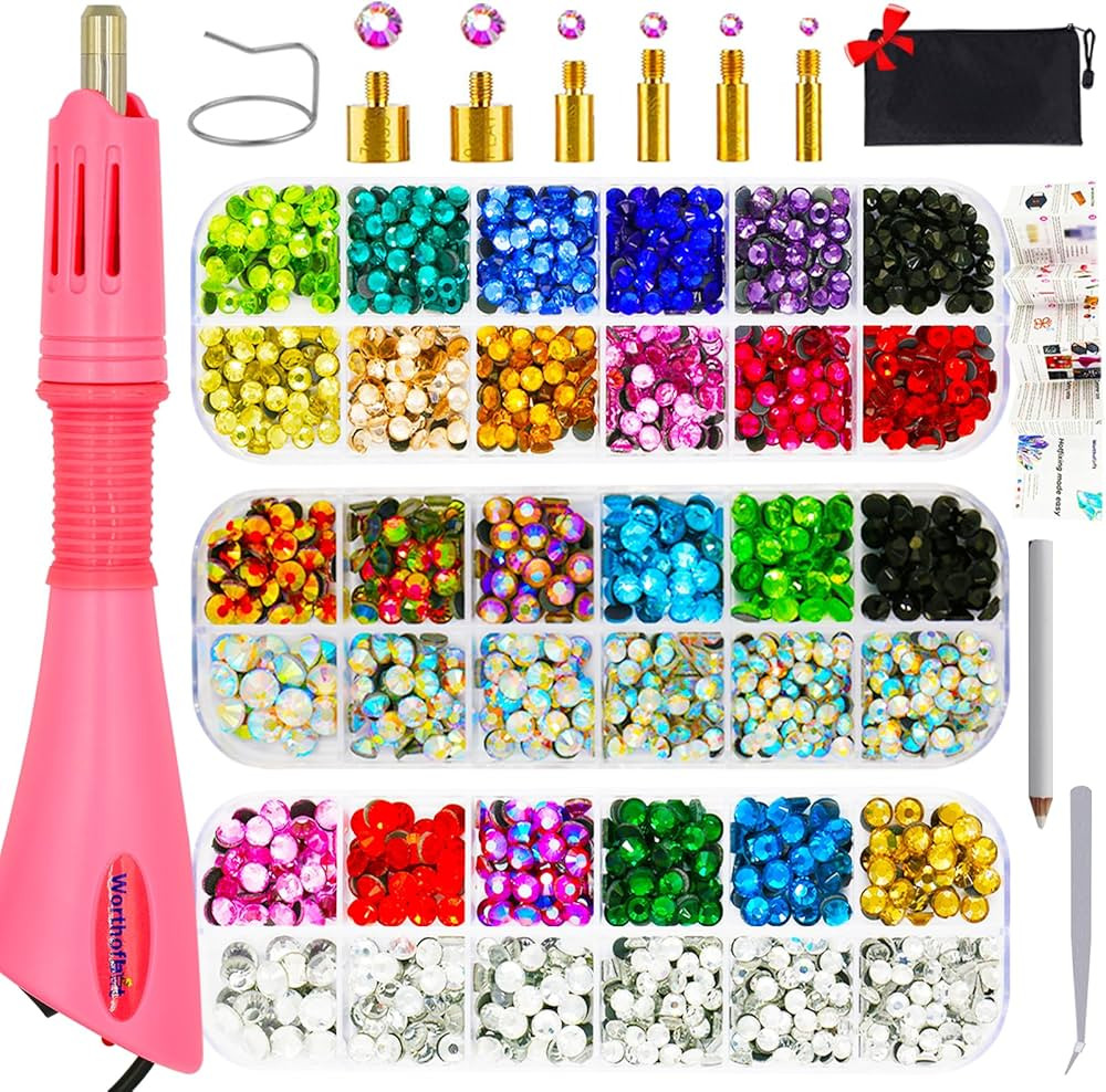 Worthofbest Hotfix Rhinestone Setter, Applicator ToolKit, Hot Fixed Wand Bedazzler Kit, 4080Pcs, ... | Amazon (US)