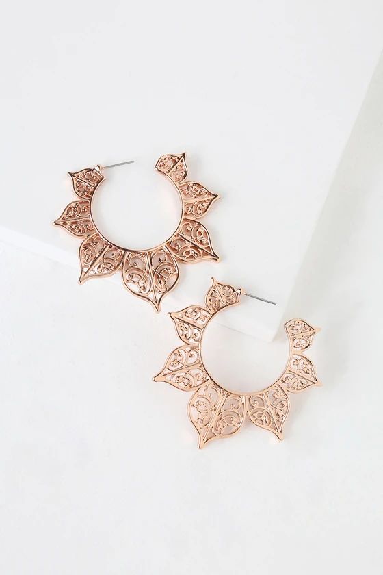 Mullen Rose Gold Hoop Earrings | Lulus (US)