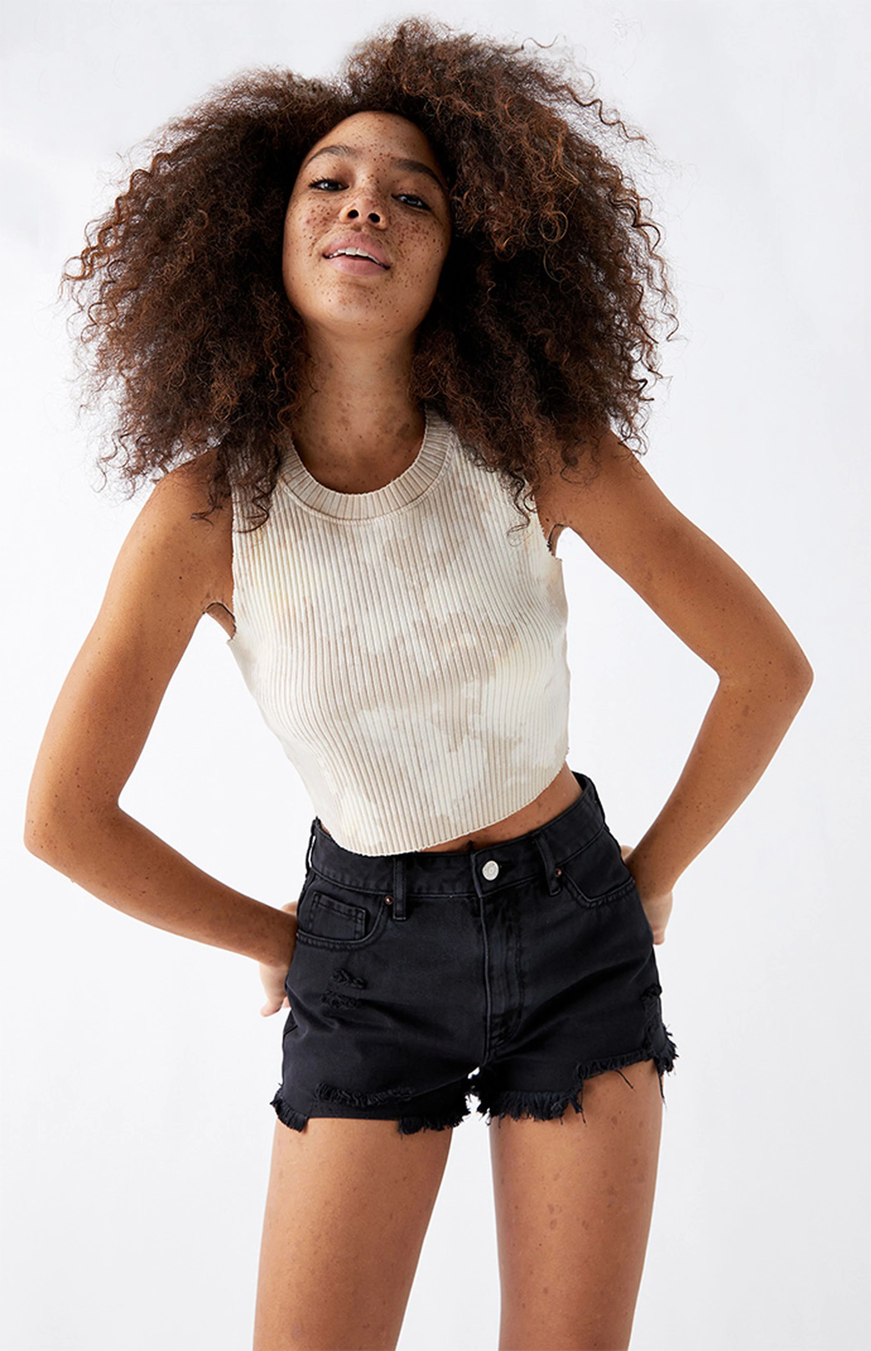 PacSun Black Distressed High Waisted Denim Festival Shorts | PacSun | PacSun