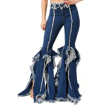 Purple Candy Womens Juniors Unique Rave Denim High Rise Flares (Dark Blue Small) | Walmart (US)