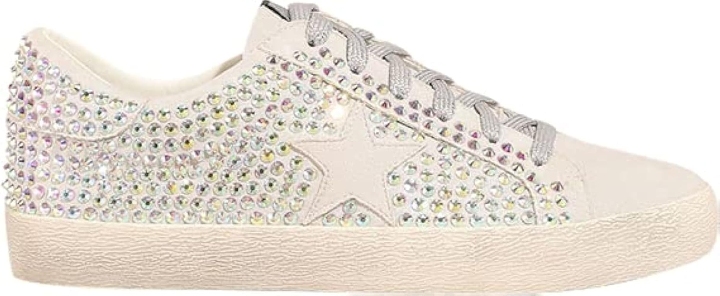 Mi.iM Joann Rubber Sole Lace-up Rhinestone Suede Star Sneakers | Amazon (US)