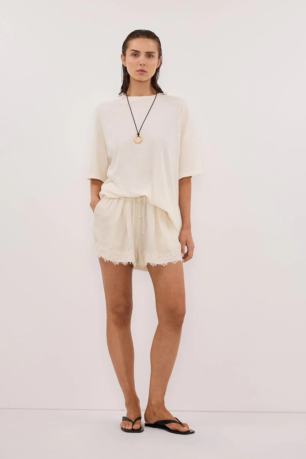 ANDREA SANDSTONE CUPRO LACE SHORT | DISSH