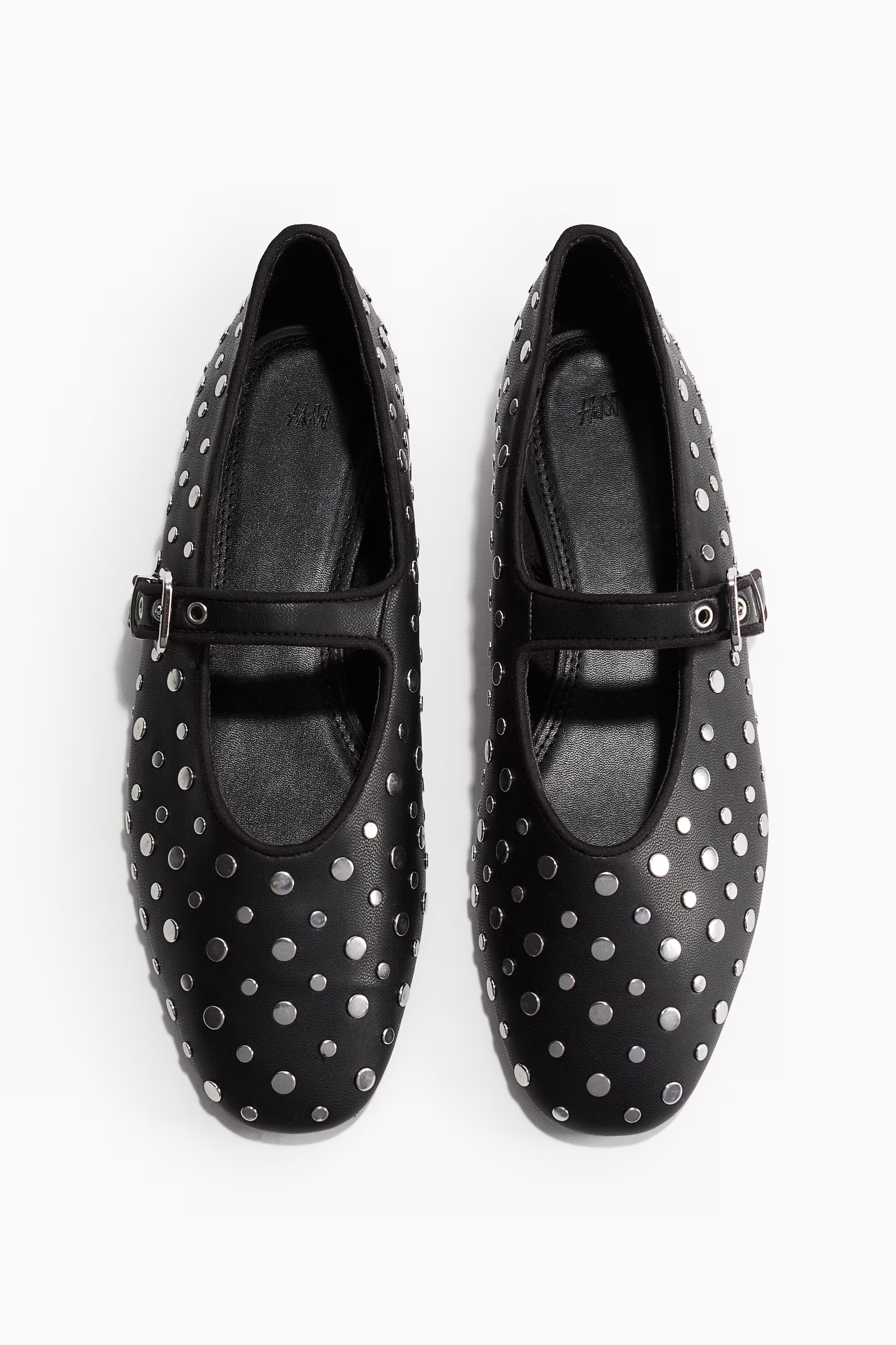 Studded Mary Jane Ballet Flats - No heel - Black - Ladies | H&M CA | H&M (US + CA)