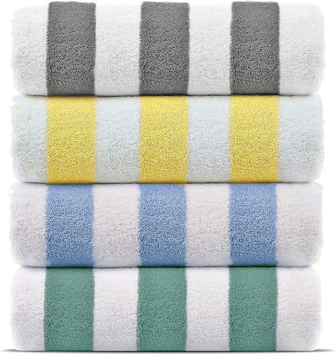 Chakir Turkish Linens Premium Quality 100% Cotton Turkish Cabana Thick Stripe Pool Beach Towels 4... | Amazon (US)