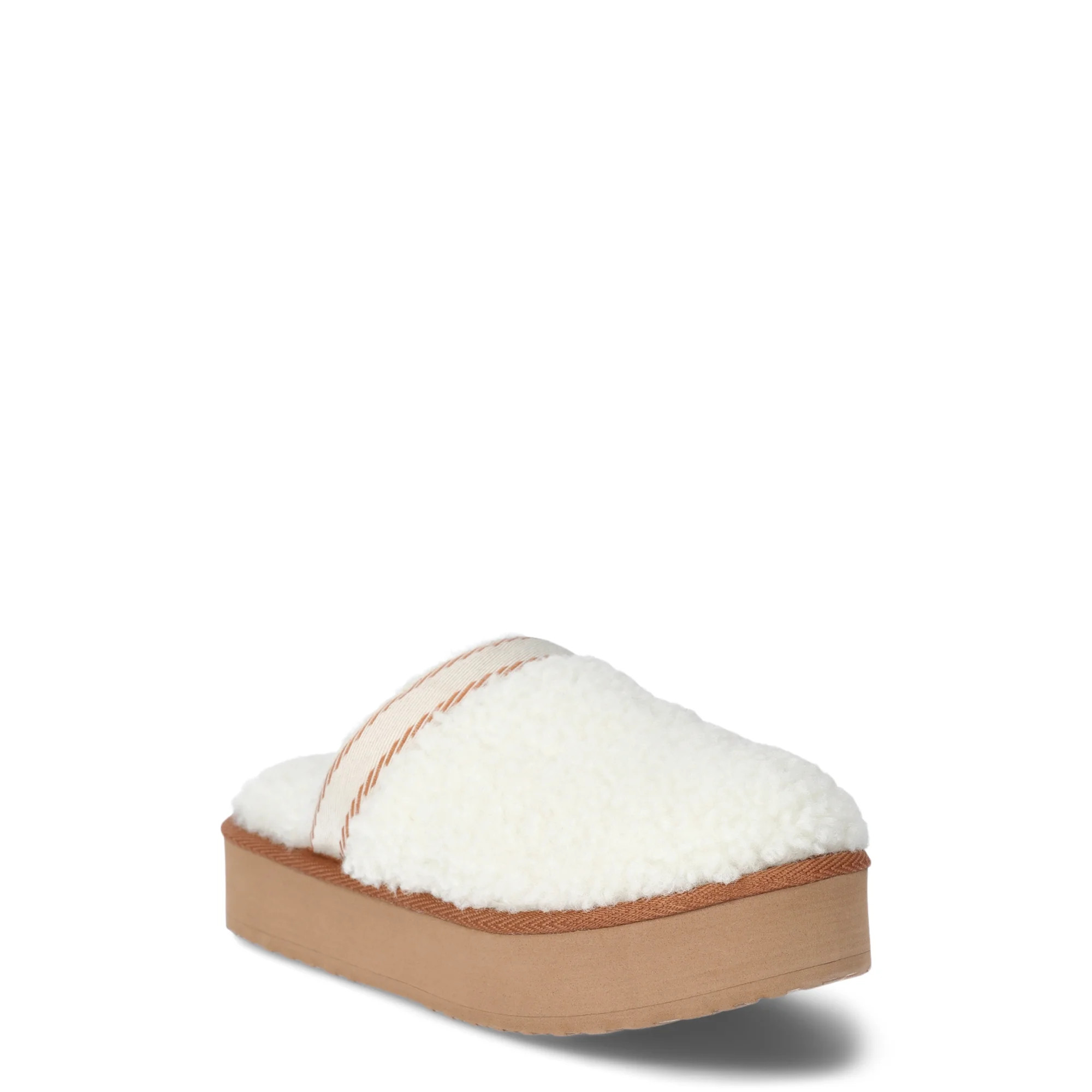 Joyspun Women’s Teddy Fleece Platform Clog Slippers | Walmart (US)