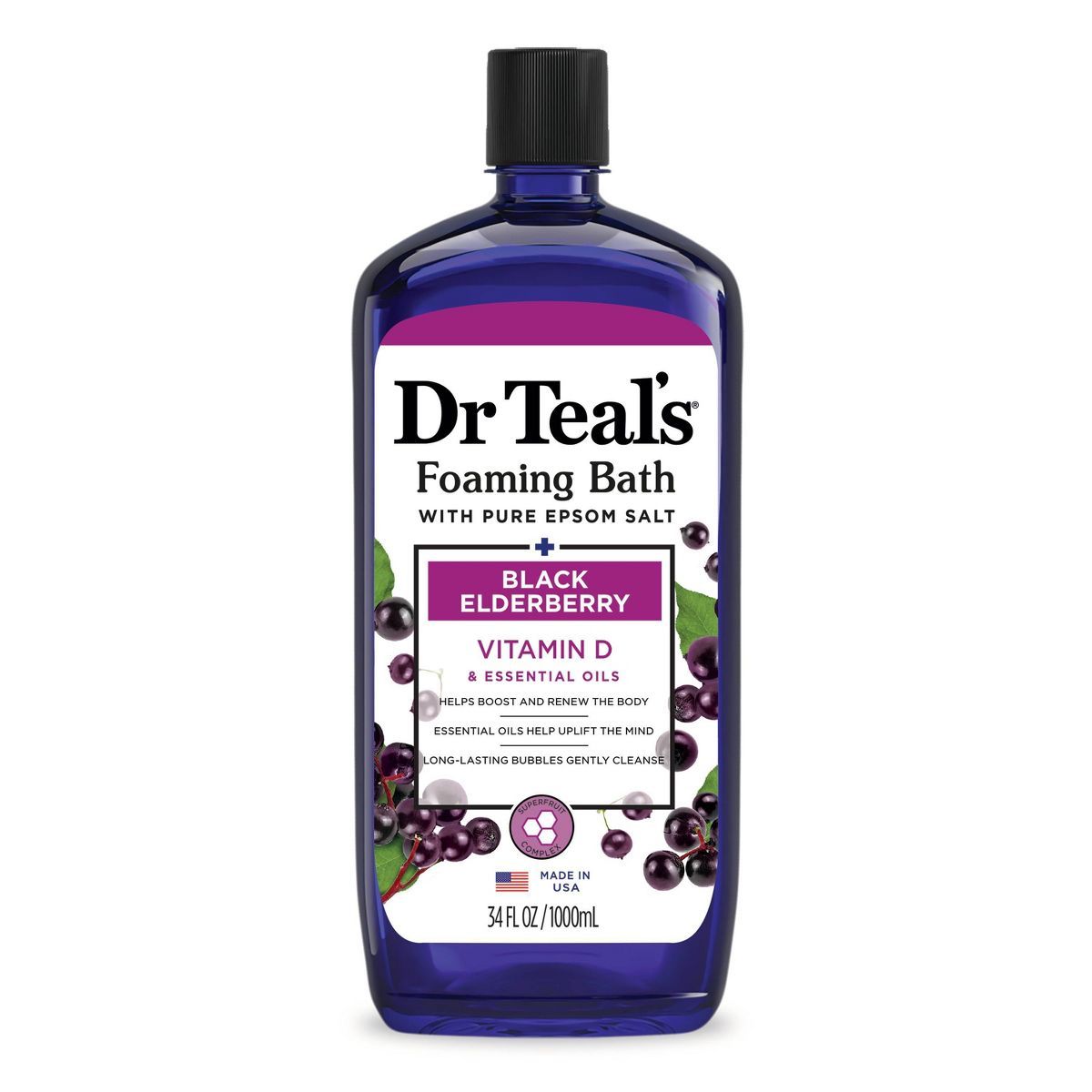 Dr Teal's Boost & Renew Foaming Bubble Bath Elderberry Citrus, Patchouli and Peppermint - 34 fl o... | Target