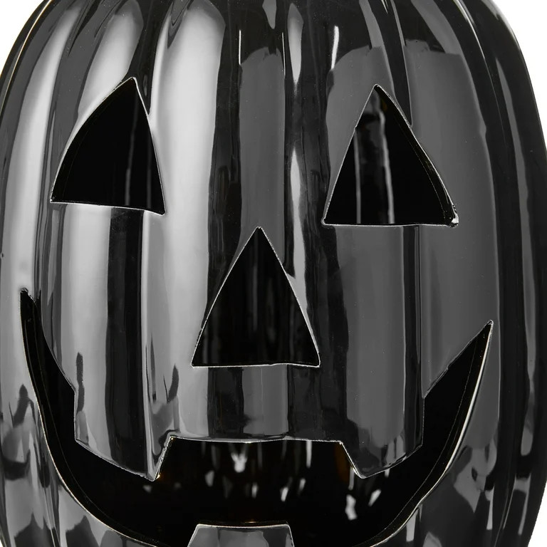 Way To Celebrate Halloween Black Ceramic Light-Up Pumpkin Decor, 10.5" | Walmart (US)