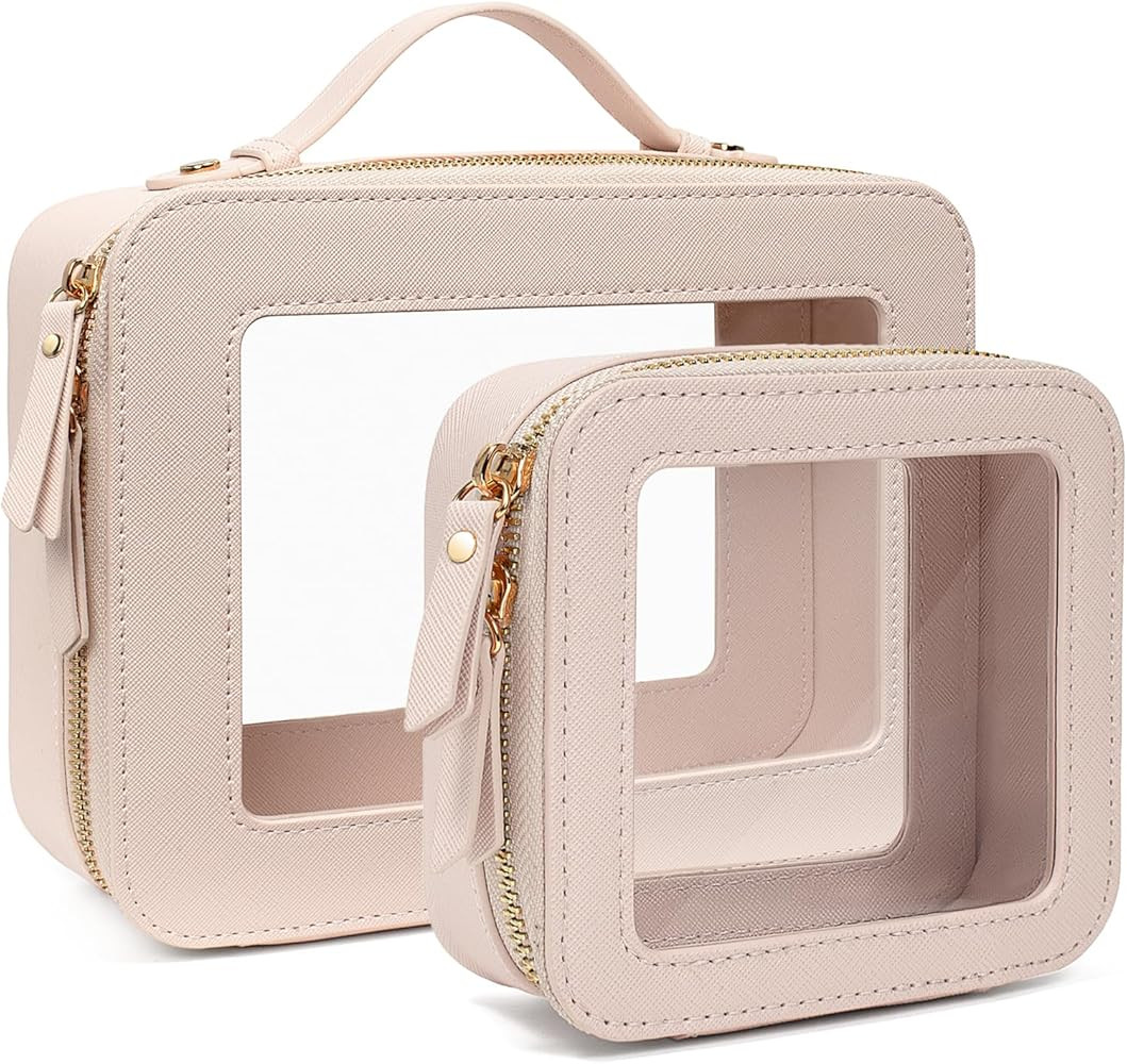 Travel Clear Makeup Bag Set, TSA Approved Cosmetic Bag Case with Zipper Portable Makeup Pouch Toi... | Amazon (US)