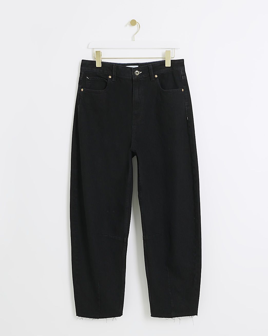 Black High Waisted Barrell Jeans | River Island (UK & IE)