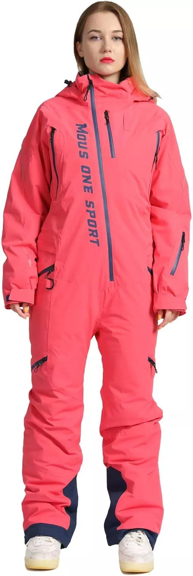 ASOS 4505 Petite ski fitted belted ski suit with hood and side stripe