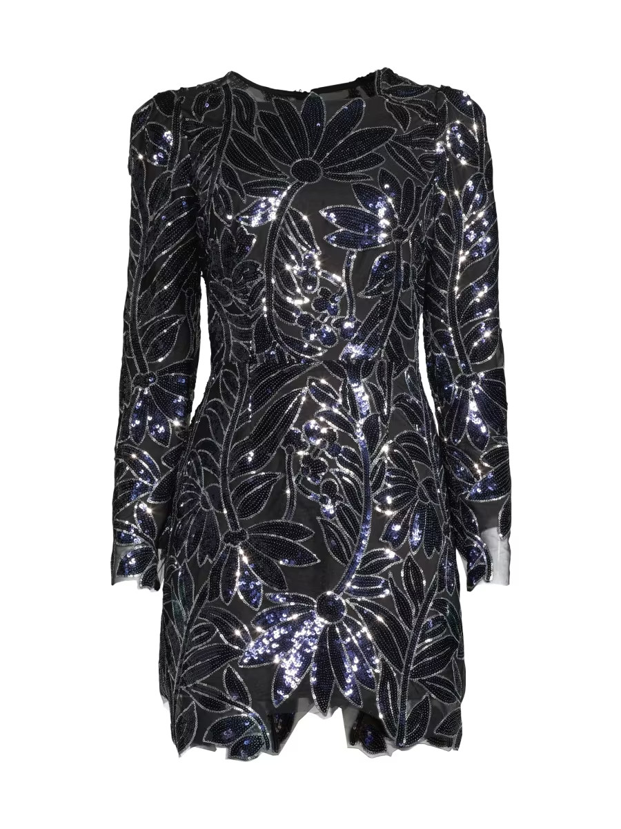 Milly Scottie Floral Sequined Minidress | Saks Fifth Avenue