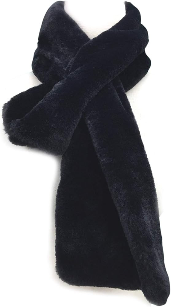 YOUR SMILE - Premium Solid Color Long Rectangle Faux Fur Warm Soft Furry Wrap Around Loophole Sca... | Amazon (US)