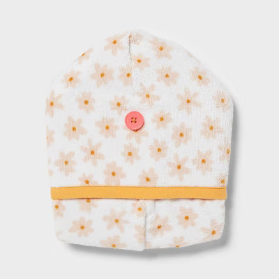 Kids' Hair Towel White Floral - Pillowfort™: Extra Lightweight Cotton Terry, Machine Washable, ... | Target