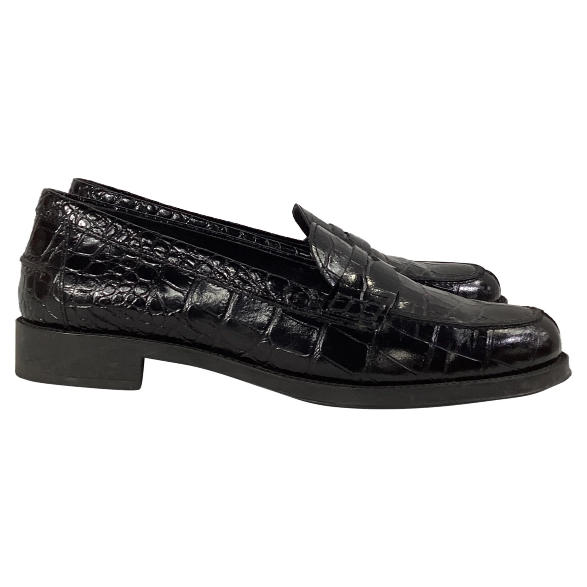 Tod's Croc-Embossed Loafers in Black Leather | Shop Simon