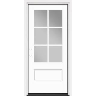 Performance Door System 36 in. x 80 in. VG 6-Lite Right-Hand Inswing Clear White Smooth Fiberglas... | The Home Depot