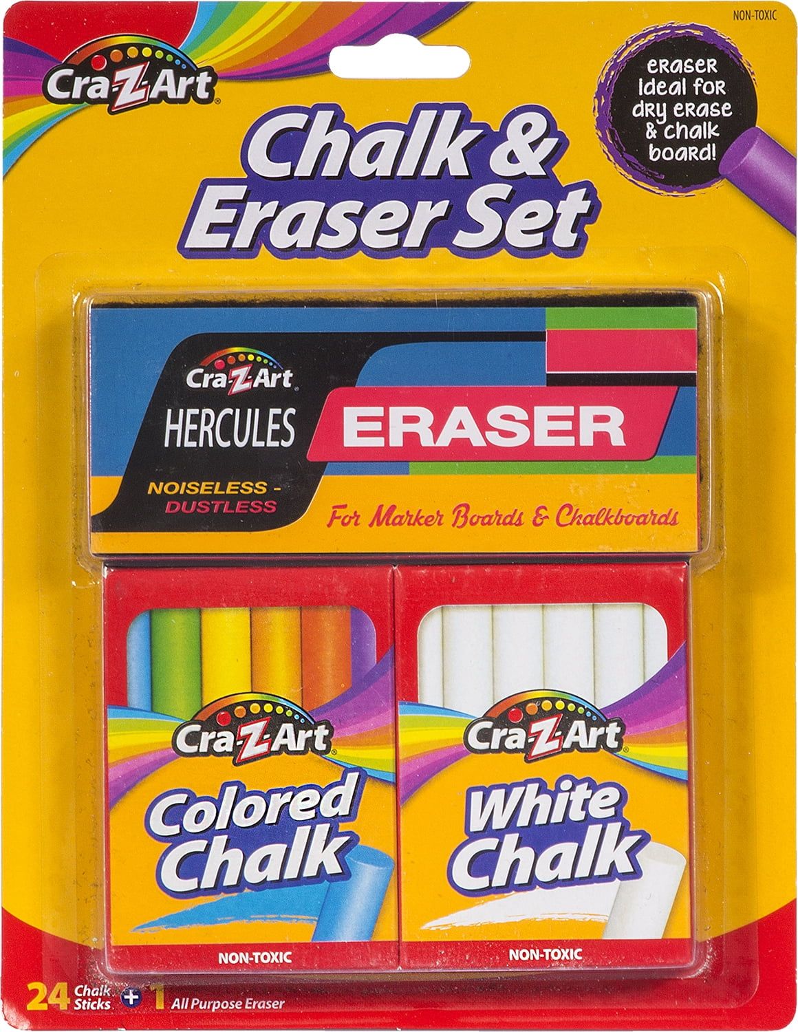 Cra-Z-Art Quiet Chalk and Dustless Eraser Set for Chalk Boards, Noiseless and Dustless | Walmart (US)