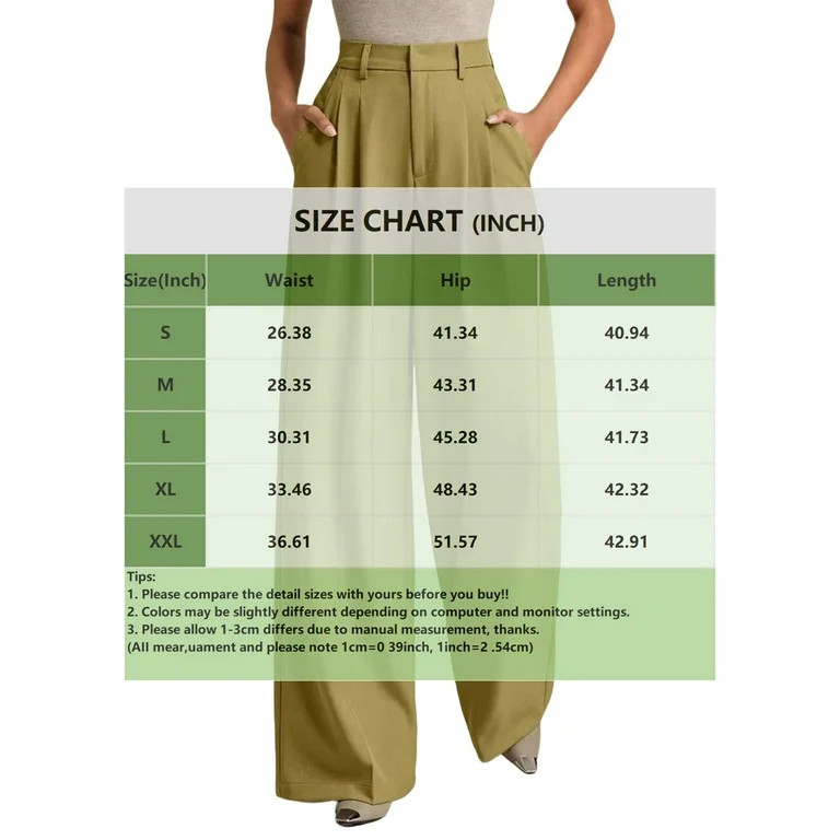 WULMLEO Womens Dress Pants for Work Dressy Flowy Palazzo Pants Business Casual Elastic High Waist... | Walmart (US)