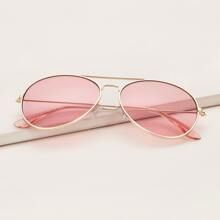 Metal Frame Top Bar Aviator Sunglasses With Case | SHEIN