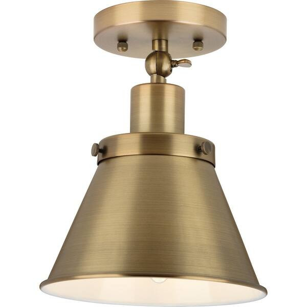 Hinton Collection One-Light Vintage Brass Vintage Style Ceiling Light - 8.25 in x 8.25 in x 10 in | Bed Bath & Beyond