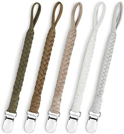 Pacifier Clip for Boys and Girls Binky Holder Pacifier Holder Leash Smoother Clip 100% Handmade Brai | Amazon (US)