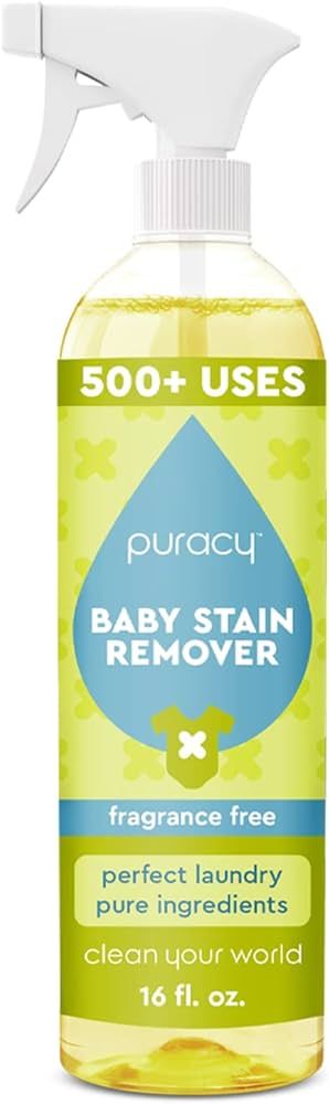 Puracy Natural Baby Laundry Stain Remover, Enzyme Odor Eliminator, Free & Clear, 16 Ounce | Amazon (US)