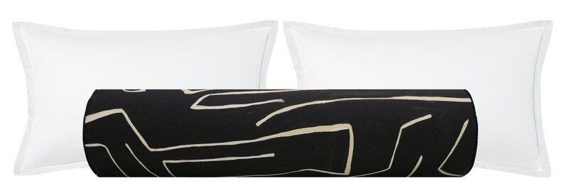 The Bolster : Graffito // Onyx + Beige | groundworks | Kelly Wearstler | designer fabric | modern... | Etsy (US)