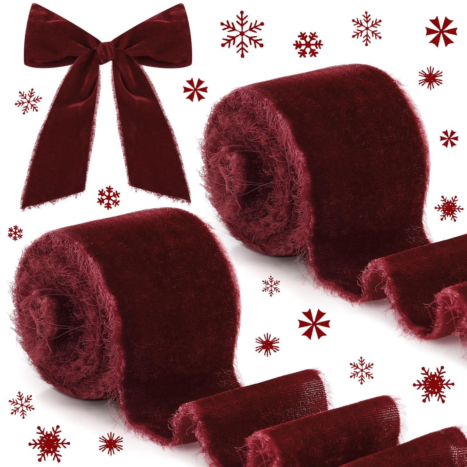 6 Yards Velvet Wrapping Ribbon, 2 Roll Wedding Silk Frayed Handmade Velvet Ribbon for Wrapping We... | Amazon (US)