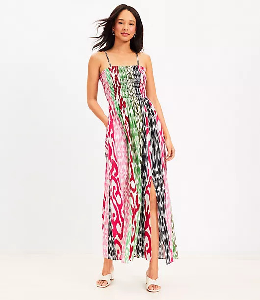 Loft LOFT Beach Scroll Smocked Maxi Cami Dress | LOFT