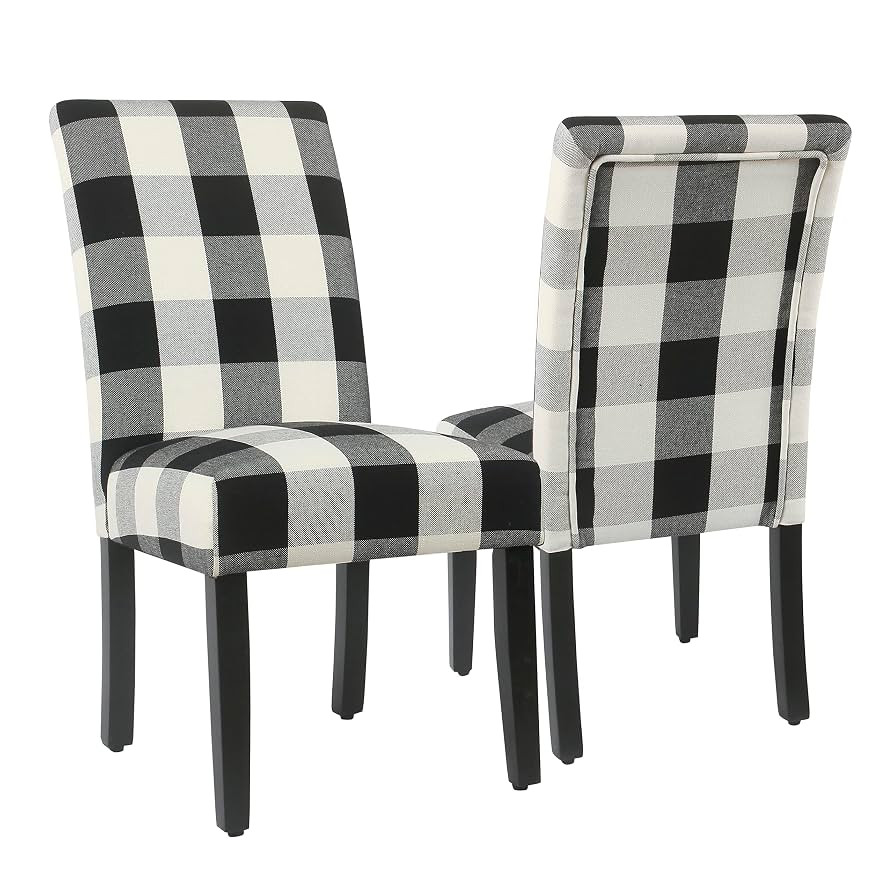 HomePop Parsons Dining Chair - Black Plaid (Set of 2) | Amazon (US)