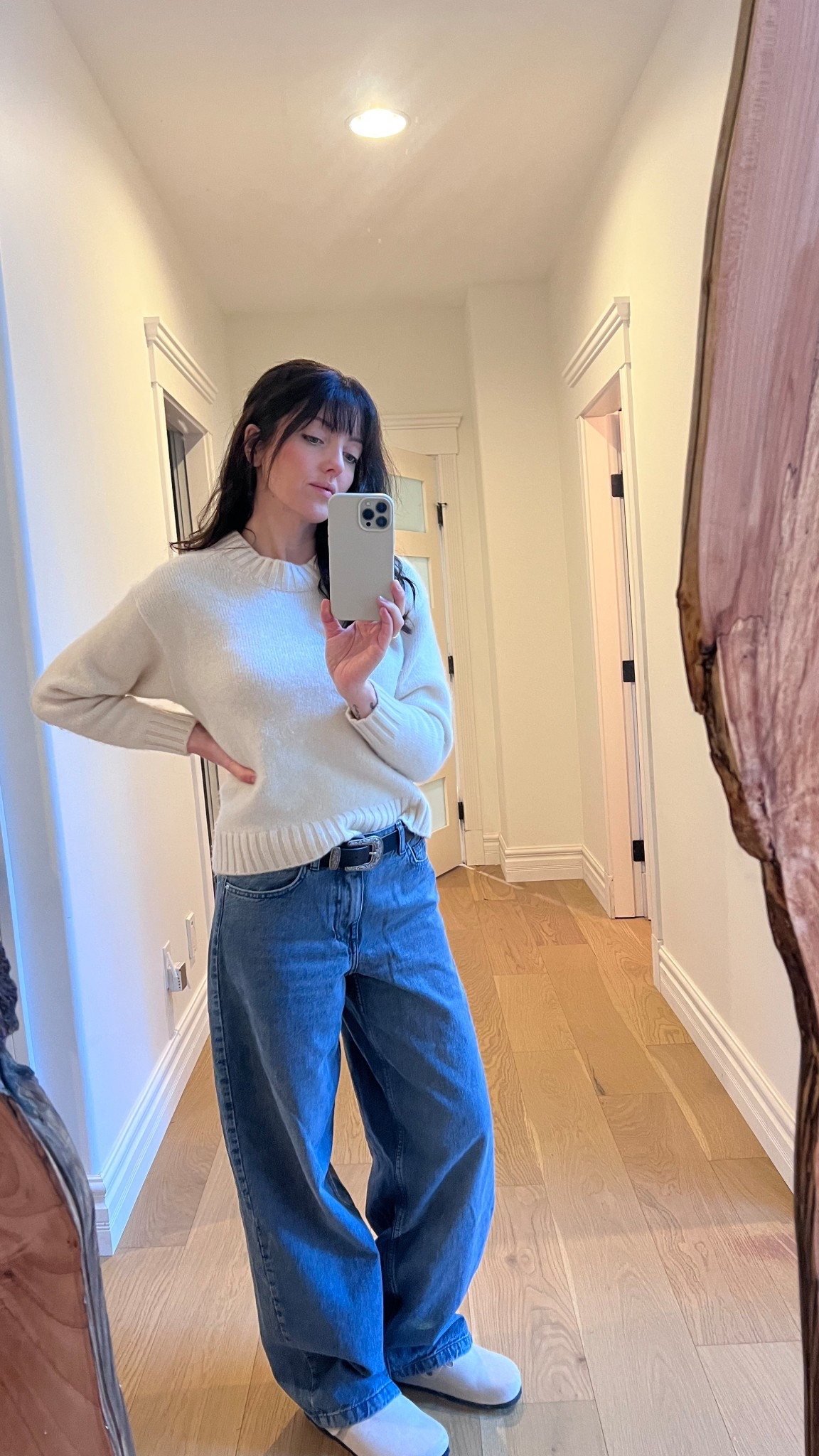 School pickup outfit of the day: Baggy denim, cashmere crew sweater, western belt, Birkenstock slides

#ootd #schoolpickupoutfits #casualfits

#LTKFindsUnder50 #LTKFindsUnder100 #LTKPetite