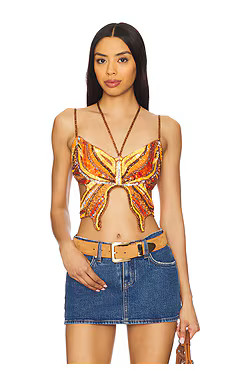 h:ours Carola Embellished Top in Orange & Pink from Revolve.com | Revolve Clothing (Global)