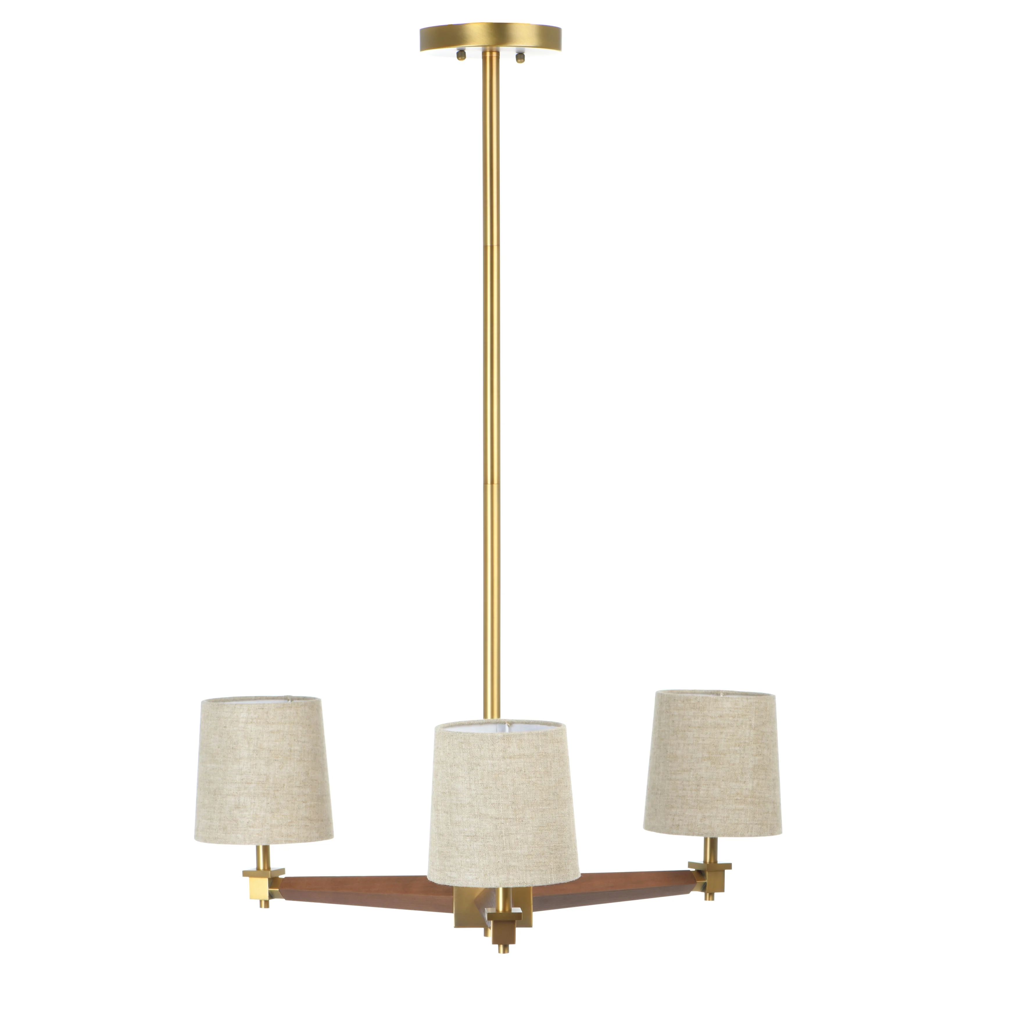 Ember Interiors 27.5 Inch Brushed Gold and Wood Pendant | Walmart (US)