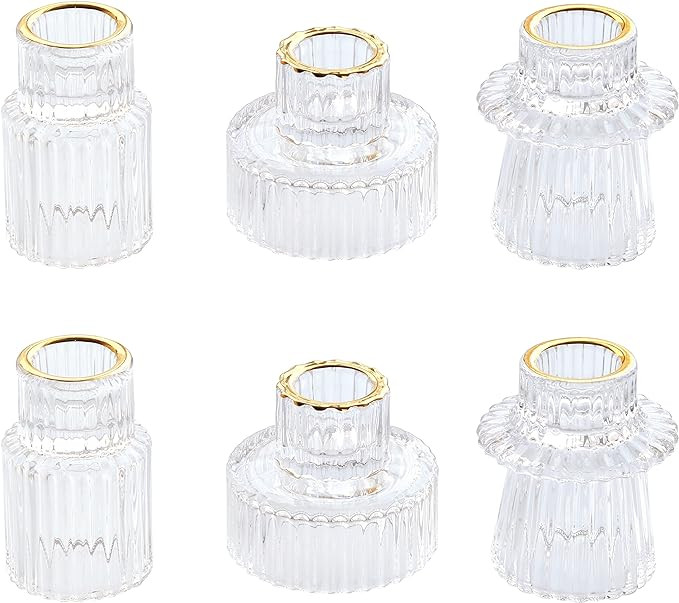 Vixdonos Taper Glass Candlestick Holders Tealight Candle Holders for Table Centerpieces, Wedding ... | Amazon (US)