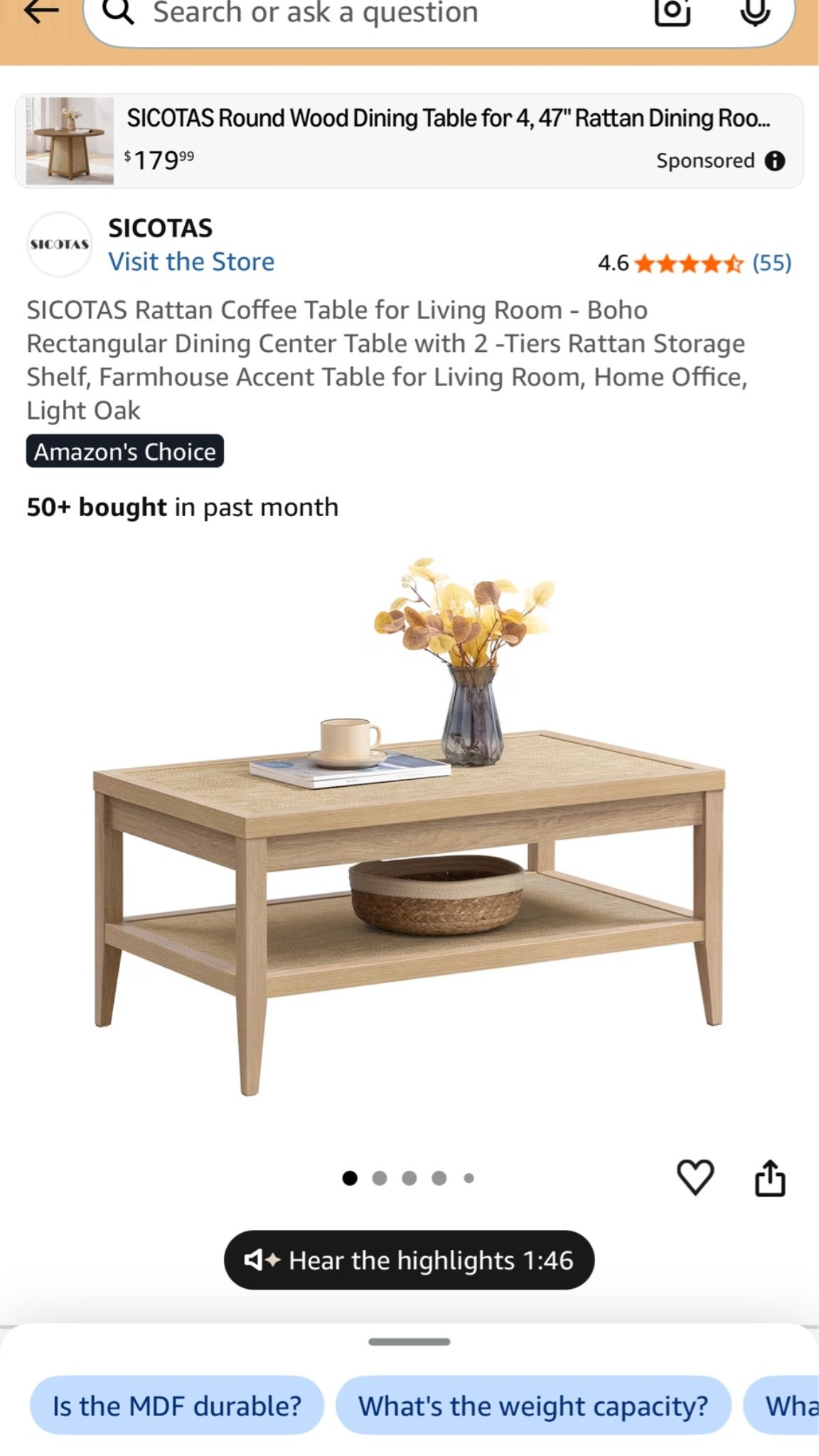 ✨ Neutral, cozy, and giving designer vibes without the designer price tag 🤍 This rattan coffee table instantly elevates your space while adding extra storage underneath (which we love). The perfect mix of modern + warm aesthetic 🏡 #LTKHome #AmazonHomeFinds #LivingRoomDecor #HomeInsp