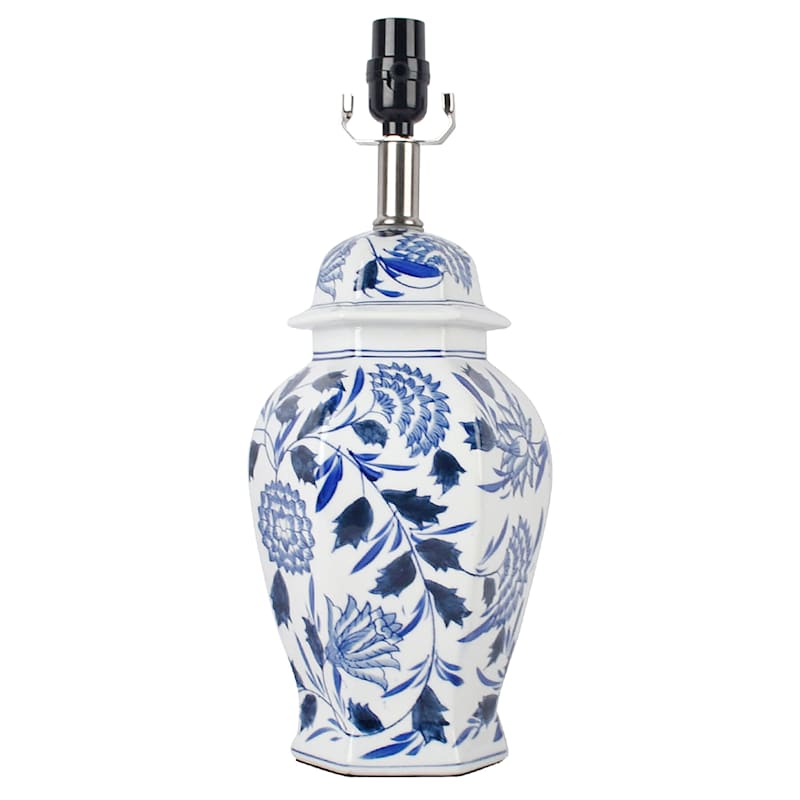 Blue & White Floral Ceramic Accent Lamp, 18" | At Home