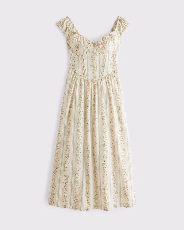 Bra-Free Cap Sleeve Dipped-Waist Midi Dress | Abercrombie & Fitch (US)