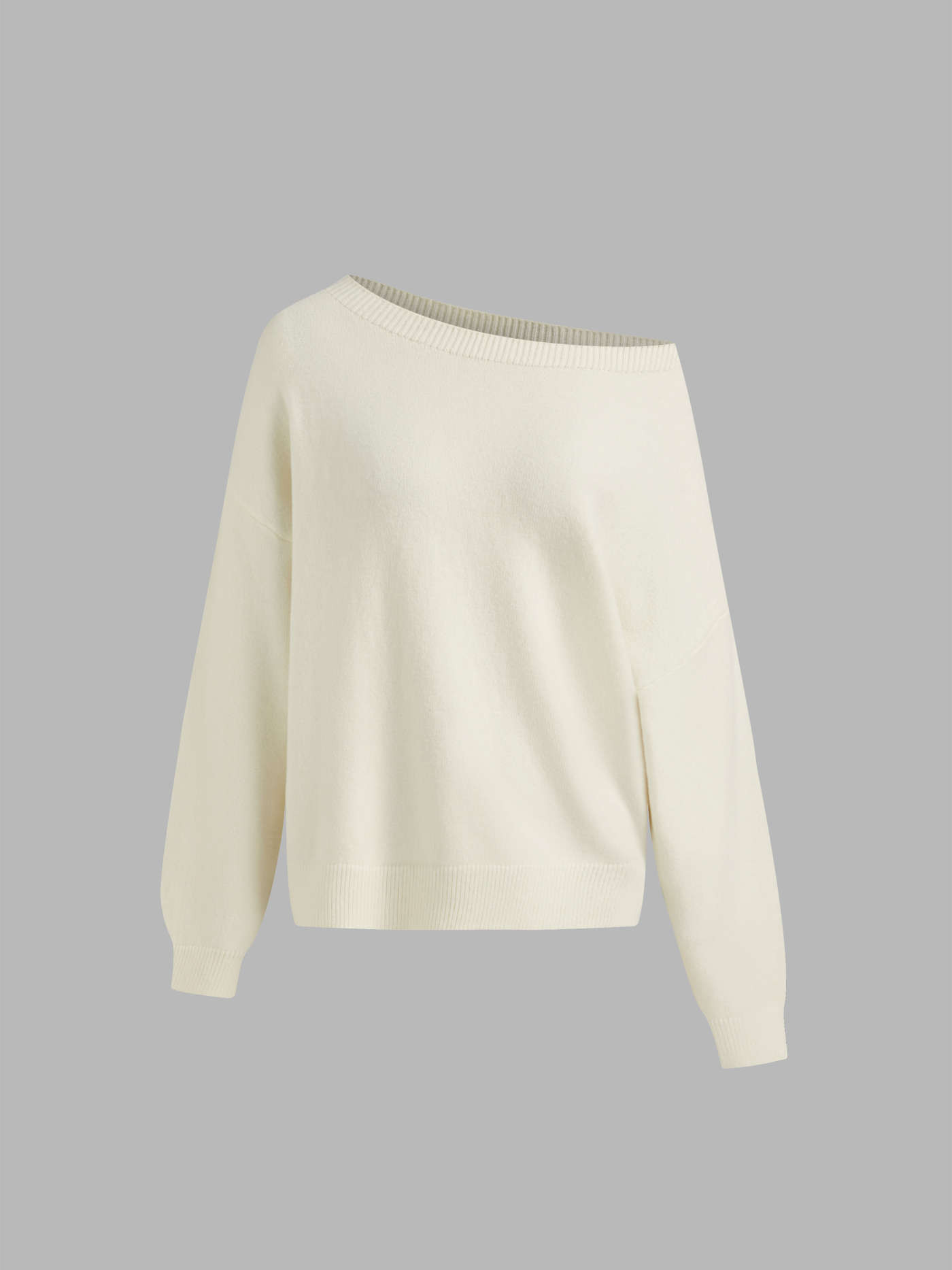 Knit Fabric Knit Asymmetrical Neck Oversized Sweater For Daily Casual | Cider