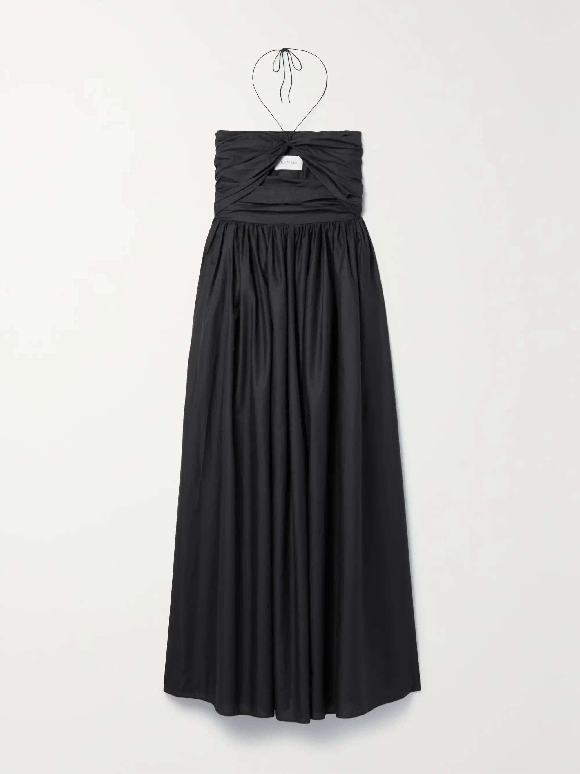 MATTEAU + NET SUSTAIN cutout gathered organic cotton-poplin halterneck maxi dress | NET-A-PORTER | NET-A-PORTER (US)
