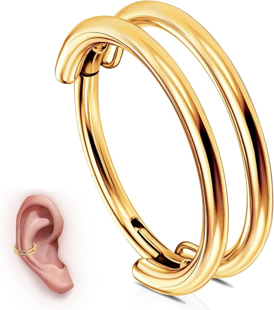 WBRWP G23 Titanium Cartilage Earring Hoop: Conch Piercing Jewelry Nose Septum Rings Hypoallergeni... | Amazon (US)