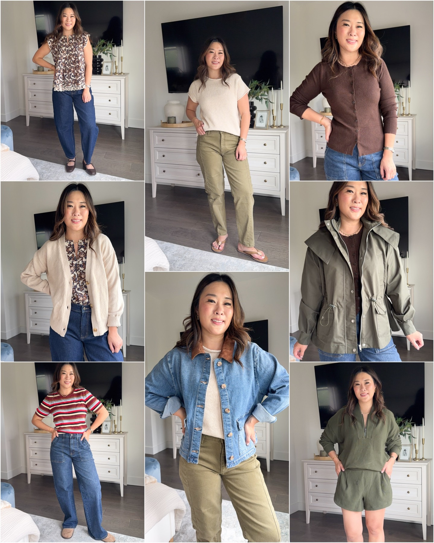 Walmart pre-fall fashion 

Floral Embroidered Top: Small
Barrel Denim: 6
Striped Tee: Large
Green Barrel Denim: 6
Cream Lightweight Pullover: Large
Craem Cardigan: Medium
Barn Jacket: Large
Leopard Jacket: Medium
Leopard Skirt: 8
Quarter Zip: Large
Shorts: Medium
Brown Crewneck Sweater: Medium
Maroon Crewneck: Large
Utility Jacket: Small
Brown Cardigan: Medium

#LTKootd #LTKSeasonal #LTKOver40