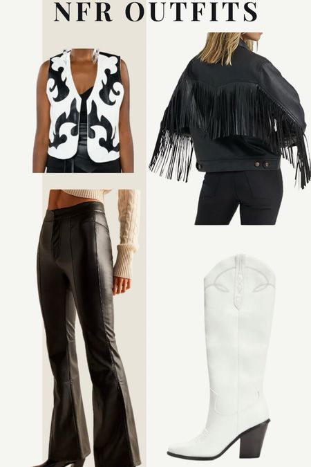 White boots - NFR outfit A fringe black leather jacket - leather pants - vest 

#LTKCyberWeek #LTKstyletip #LTKfindsunder100