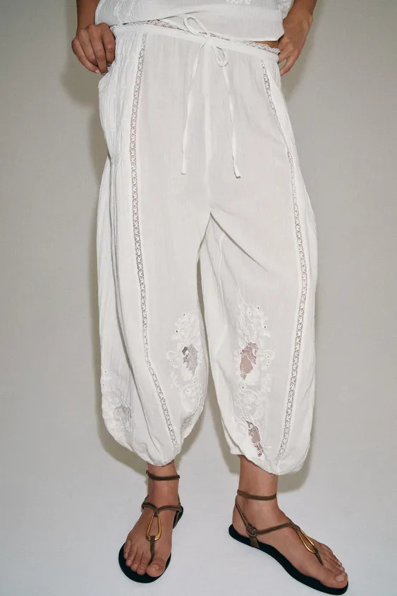 ZW COLLECTION LACE SAROUEL TROUSERS | Zara US