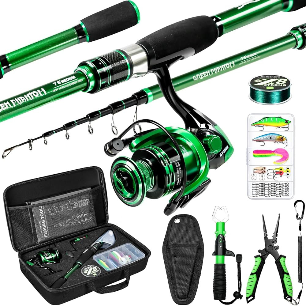 Ghosthorn Fishing Rod and Reel Combo Graphite Telescoping Fishing Pole Collapsible Portable Trave... | Amazon (US)