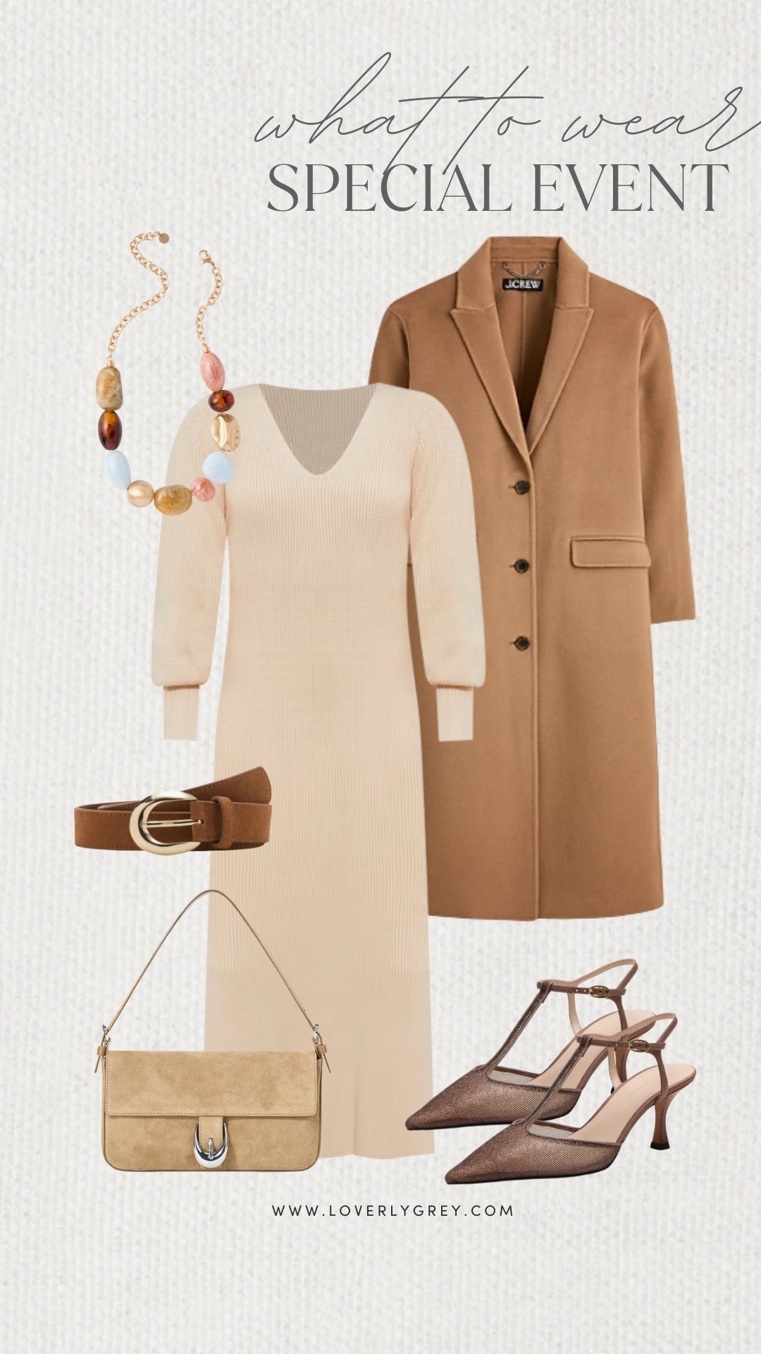 Loverly Grey, what to wear to a special event! I am loving this knit dress from Tuckernuck paired with a long coat from J.Crew. I’d accessorize the look with a colorful statement necklace, heels, and a suede bag. To complete the look I’d add a belt to cinch the waist. Loverly Grey, what to wear, special event 

#LTKSeasonal #LTKHoliday #LTKgrwm