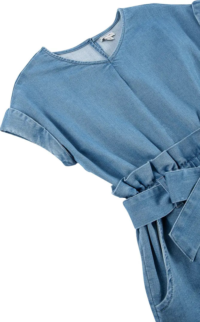 Kids' Denim Paperbag Waist Romper | Nordstrom