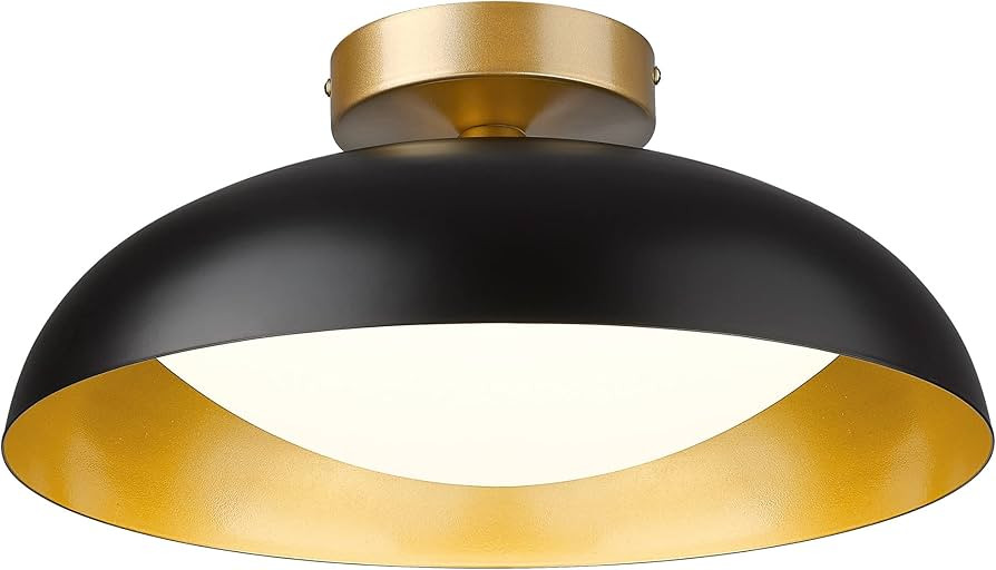 kudos Flush Mount Ceiling Light, 16-inch LED Ceiling Light Fixture, Black and Gold Finish, 24W 24... | Amazon (US)