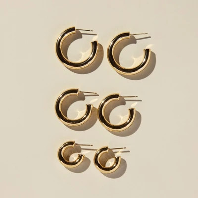 Gold Waterproof Chunky Hollow Hoop Earrings | Nickel and Suede