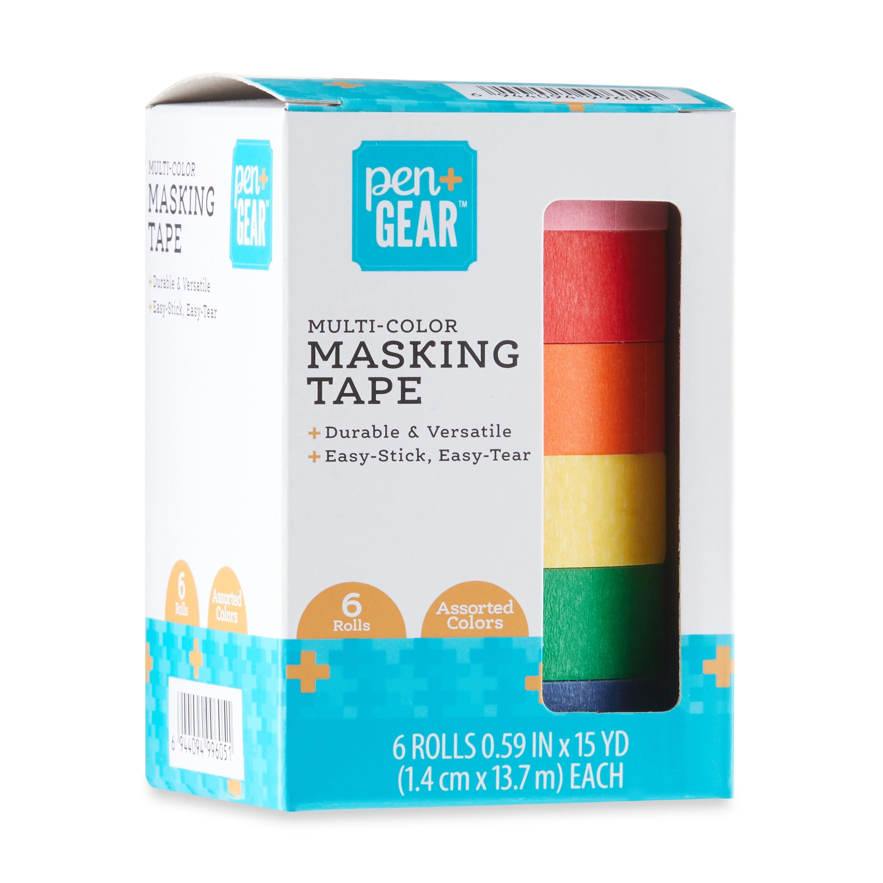 Pen+Gear Rainbow Masking Tape, 6 Rolls, 0.59 in*15 Yard, Multi Color | Walmart (US)