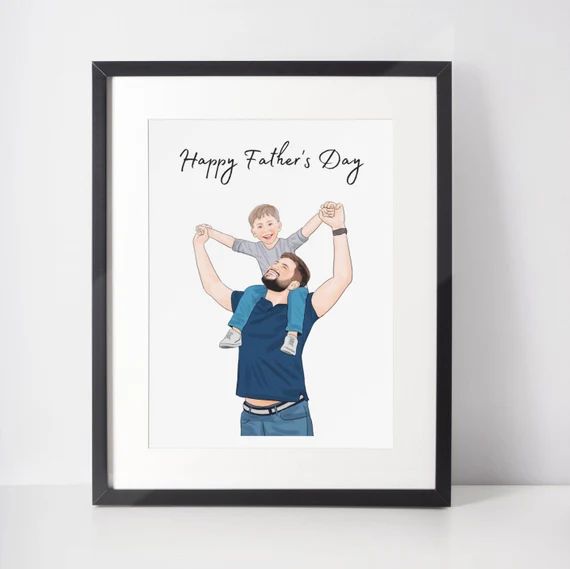Gift for Dad / Father and daughter custom portrait, gift idea for dad, Birthday gift for dad from... | Etsy (US)