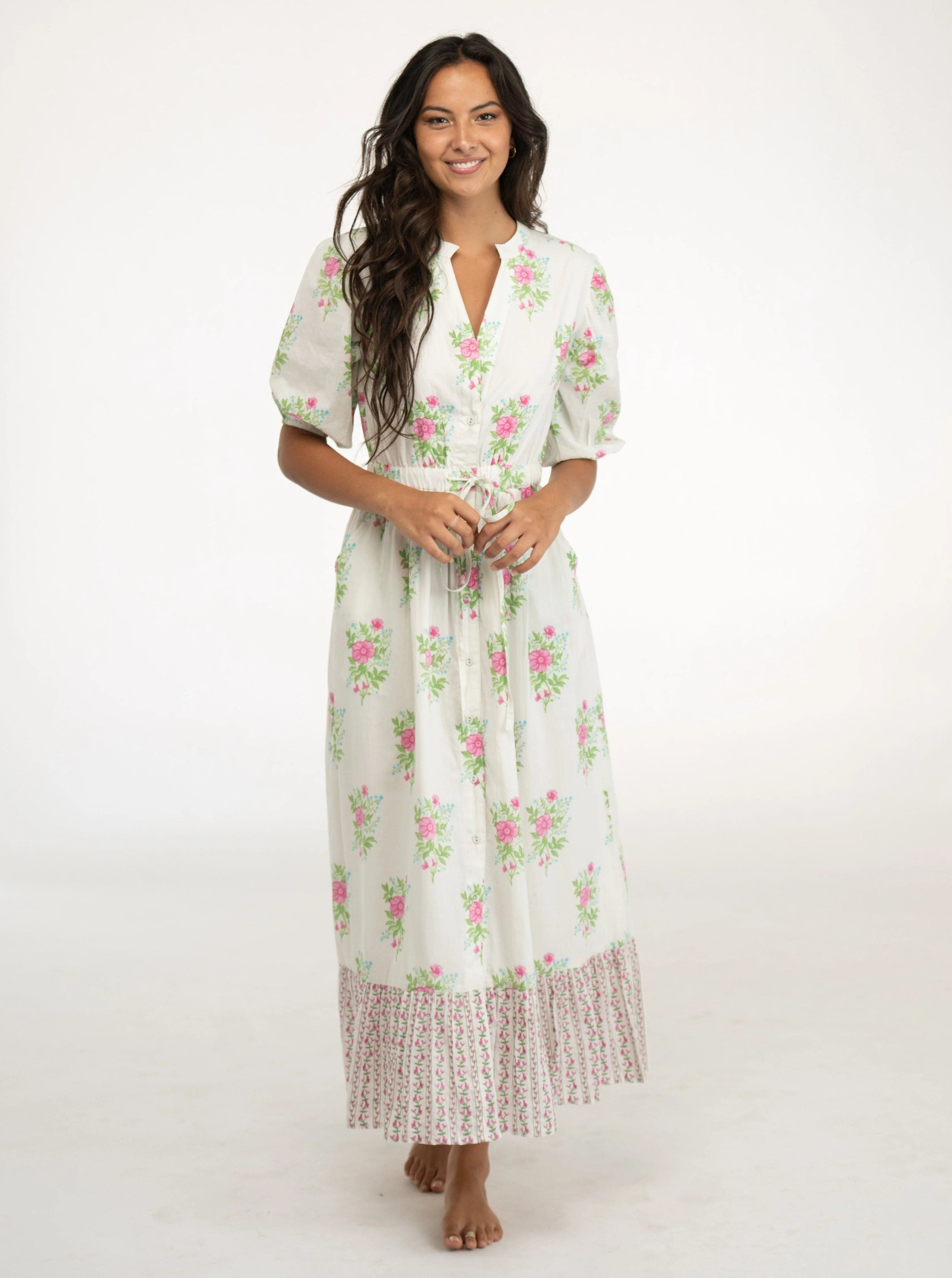 The Lily Midi Dress | Ivory Vintage Floral | Beau & Ro